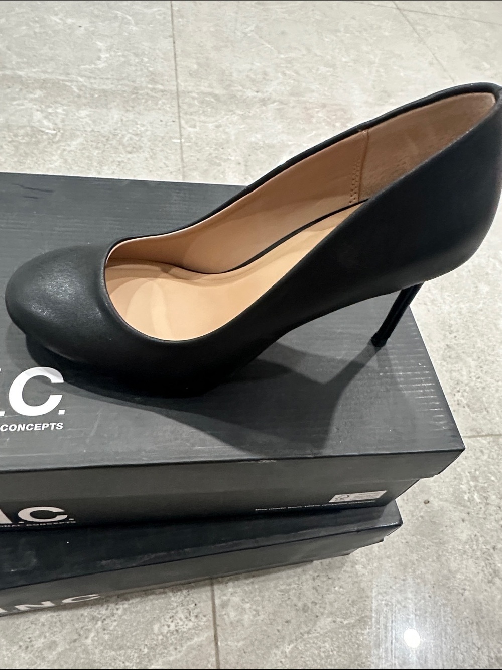 INC International Concepts Black Rounded Toe Stiletto Pump